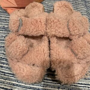 Pink fuzzy Birkenstocks